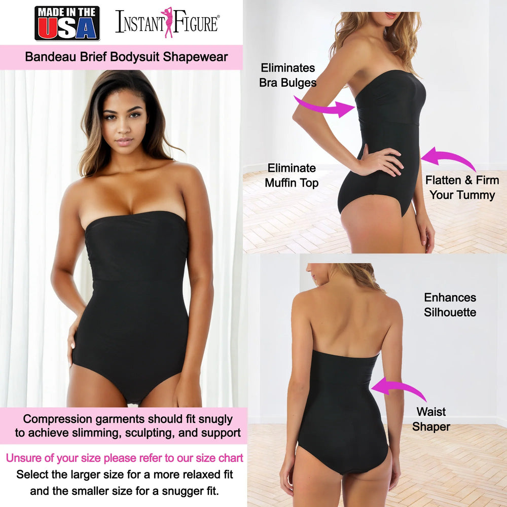 InstantFigure Bandeau Shapewear Bodysuit Black | Ashley Stewart