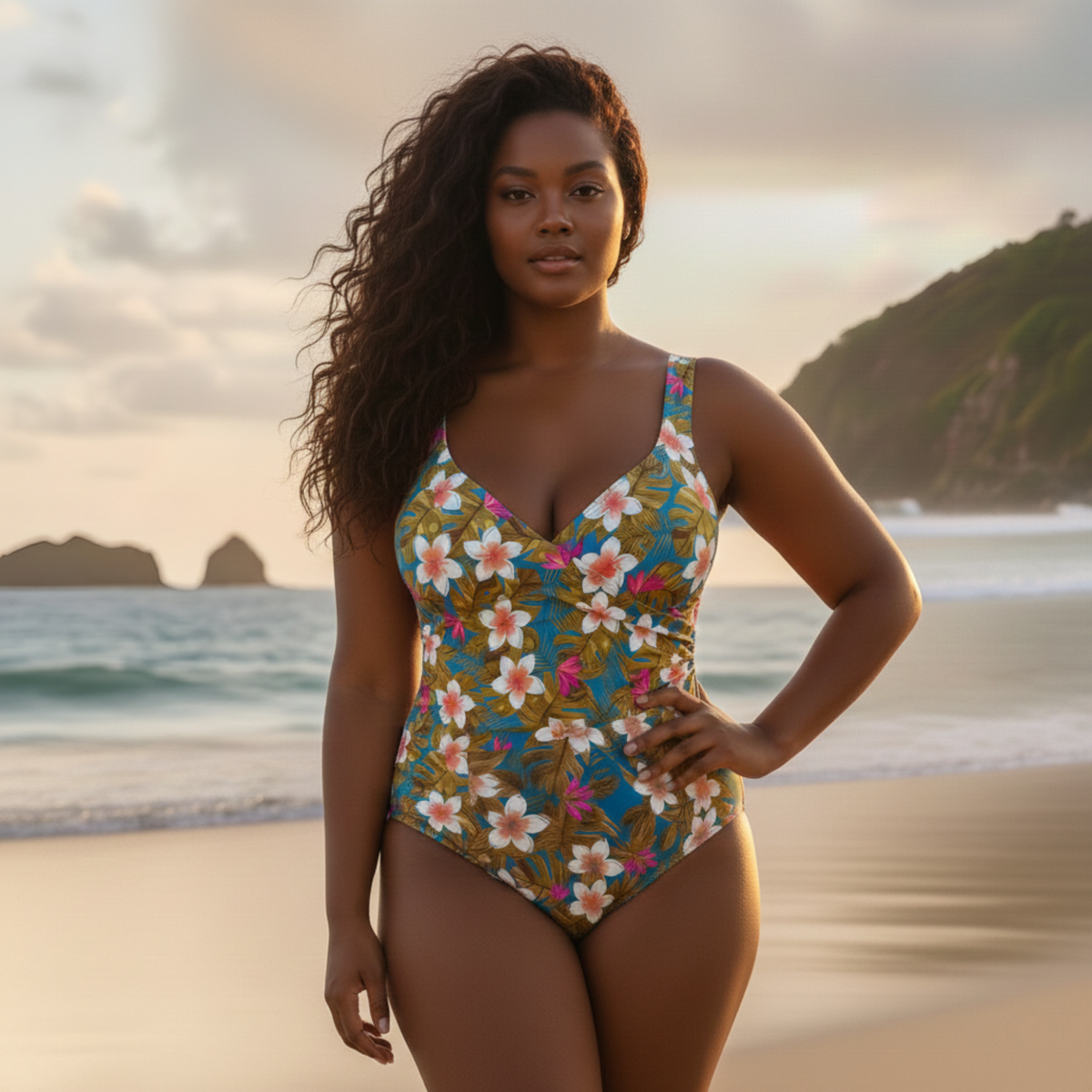 InstantFigure Hawaii Faux Wrap Swimsuit Hawaii | Ashley Stewart