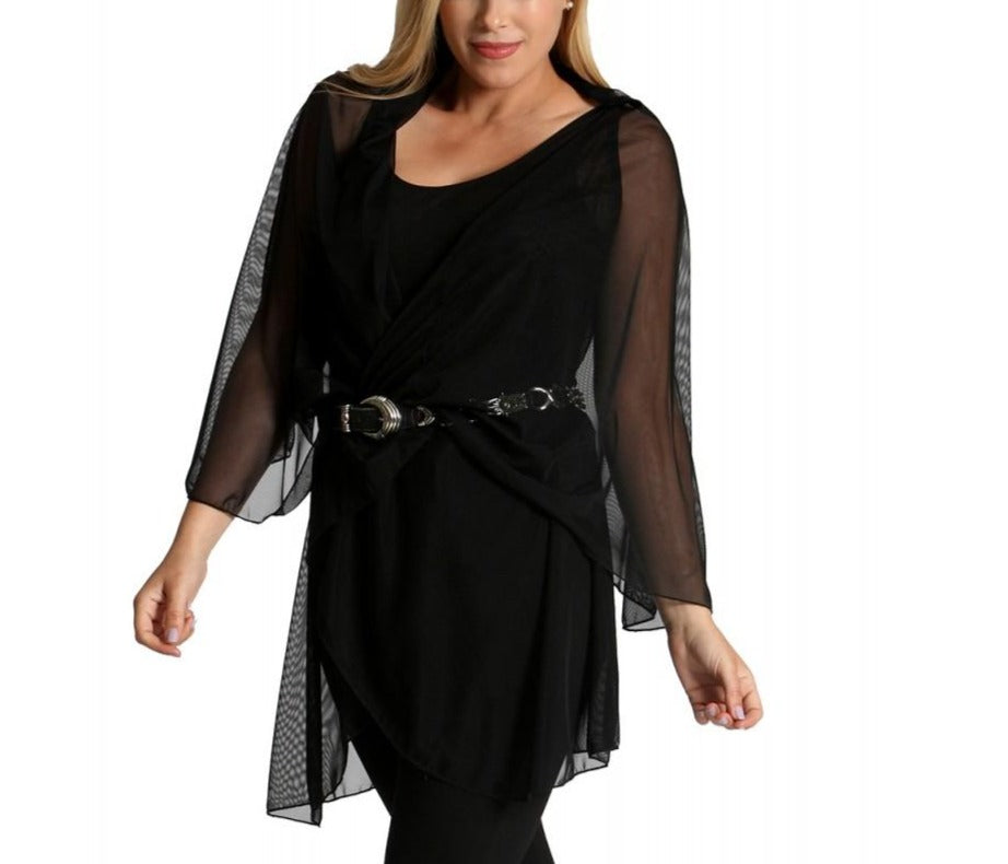 InstantFigure Short Mesh Coverup Black | Ashley Stewart