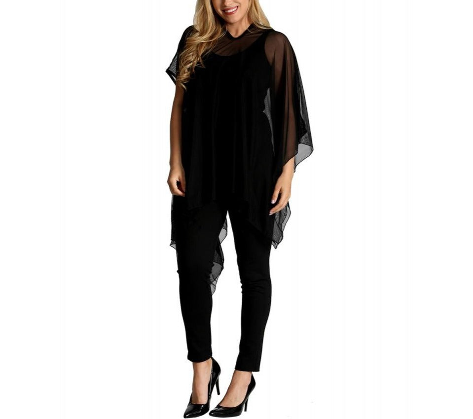 InstantFigure Short Mesh Coverup Black | Ashley Stewart