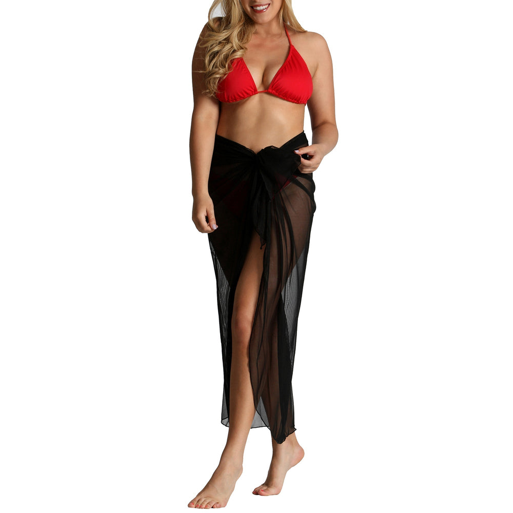 InstantFigure Long Mesh Cover Up Sarong Black | Ashley Stewart