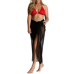 InstantFigure Long Mesh Cover Up Sarong Black | Ashley Stewart