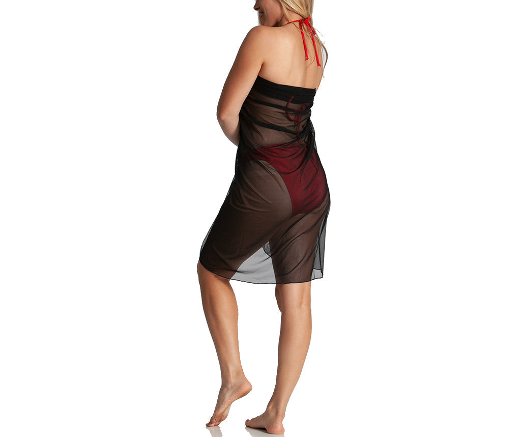 InstantFigure Long Mesh Cover Up Sarong Black | Ashley Stewart