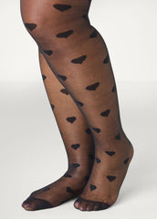 Hearts Footed Tights Black | Ashley Stewart