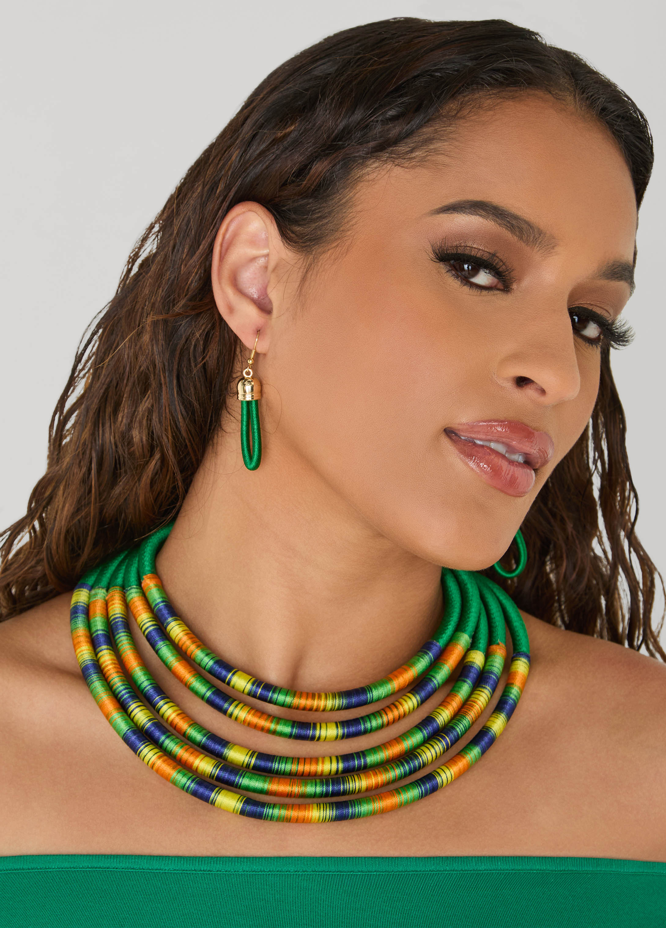 Threaded Necklace Set Multi | Ashley Stewart