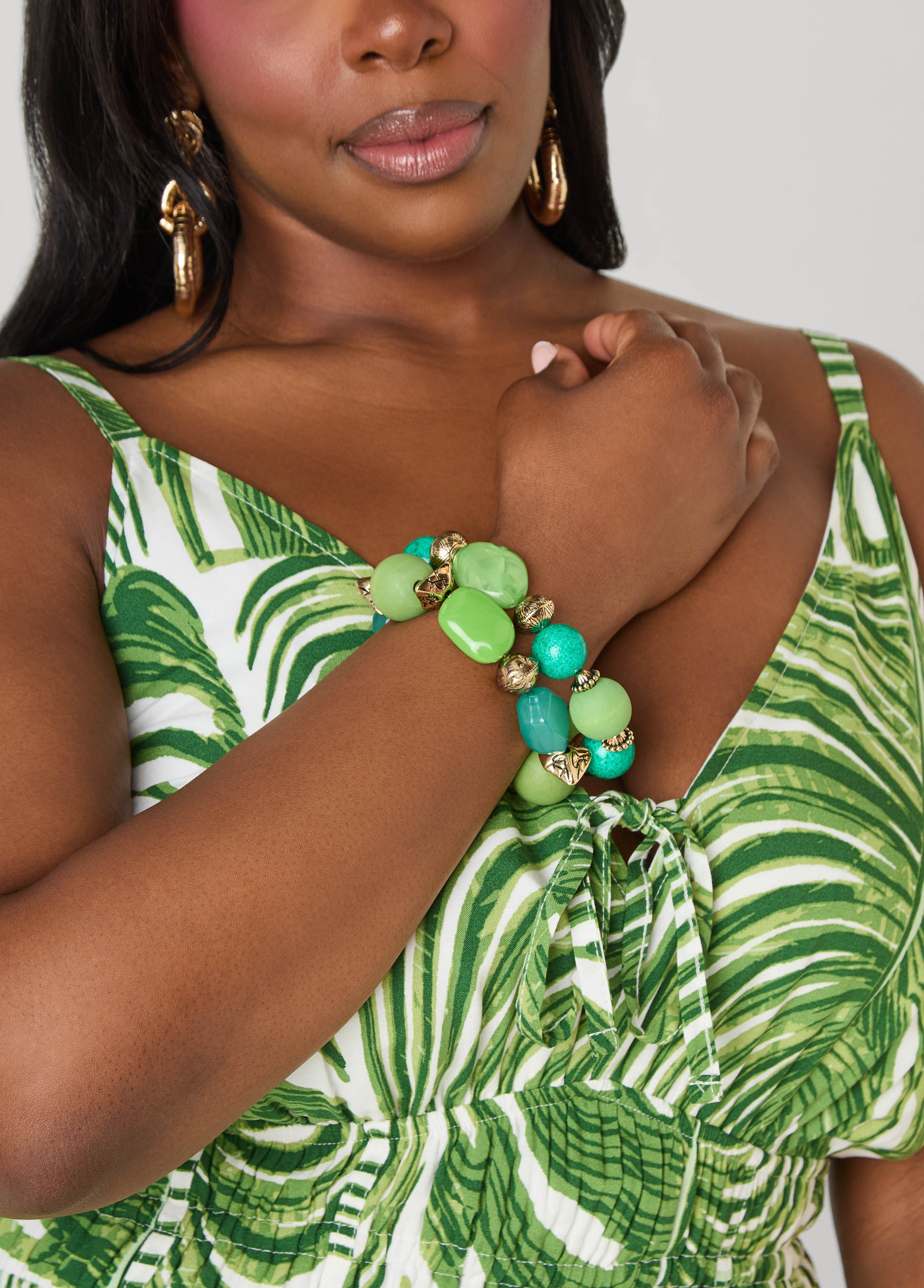 Textured Beaded Bracelet Set Multi | Ashley Stewart