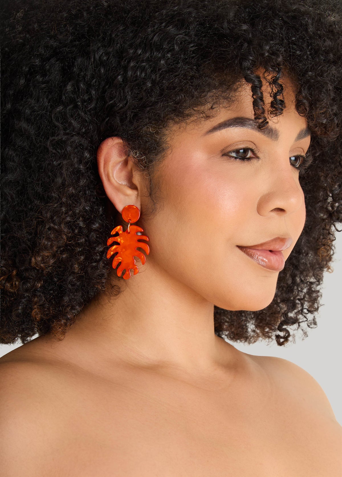 Marbled Leaf Earrings Orangeade | Ashley Stewart