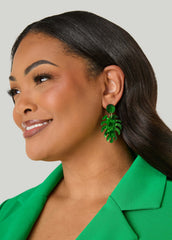 Marble Leaf Earrings Bud Green | Ashley Stewart