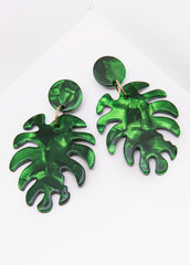 Marble Leaf Earrings Bud Green | Ashley Stewart
