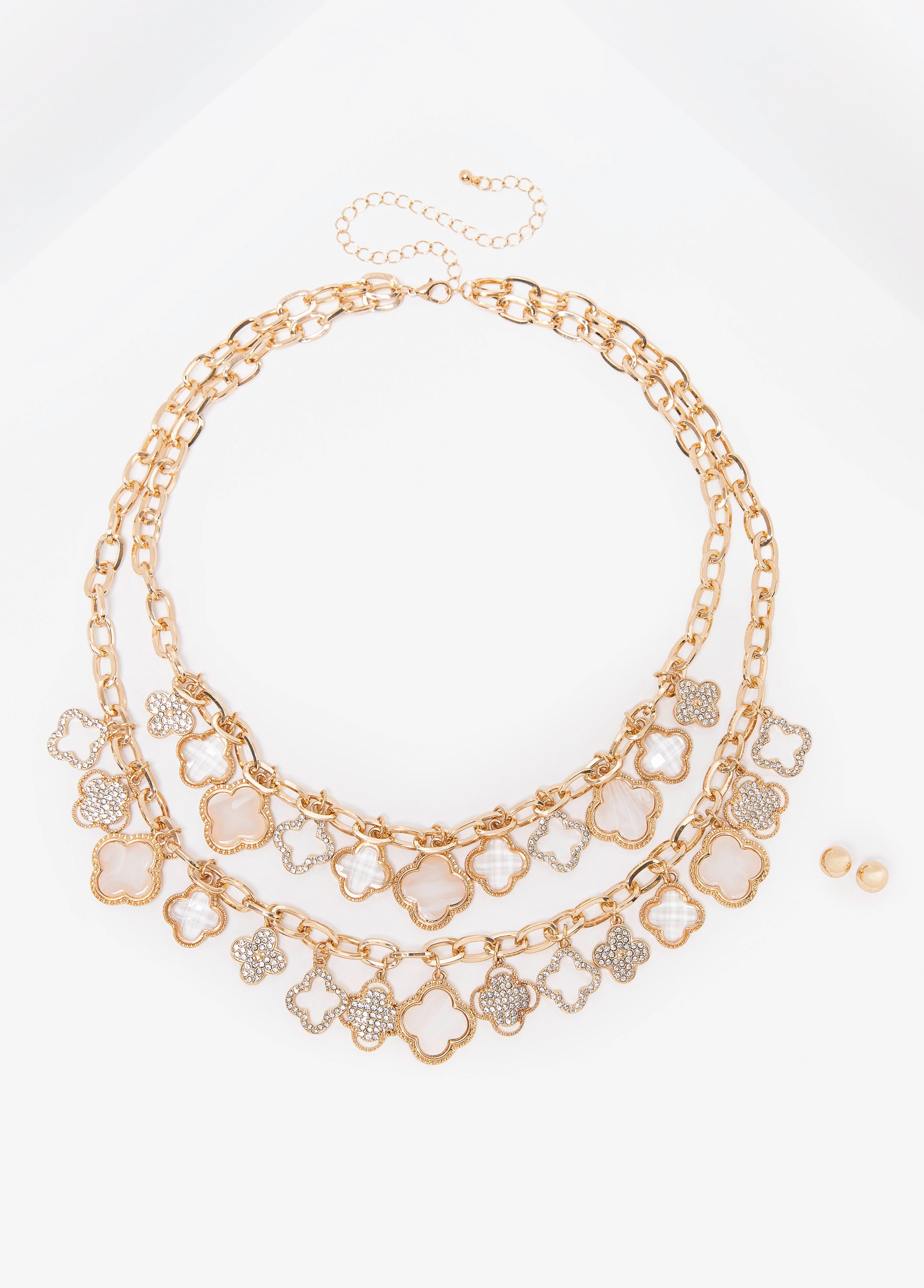 Layered Clover Necklace Set Gold | Ashley Stewart