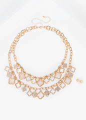 Layered Clover Necklace Set Gold | Ashley Stewart