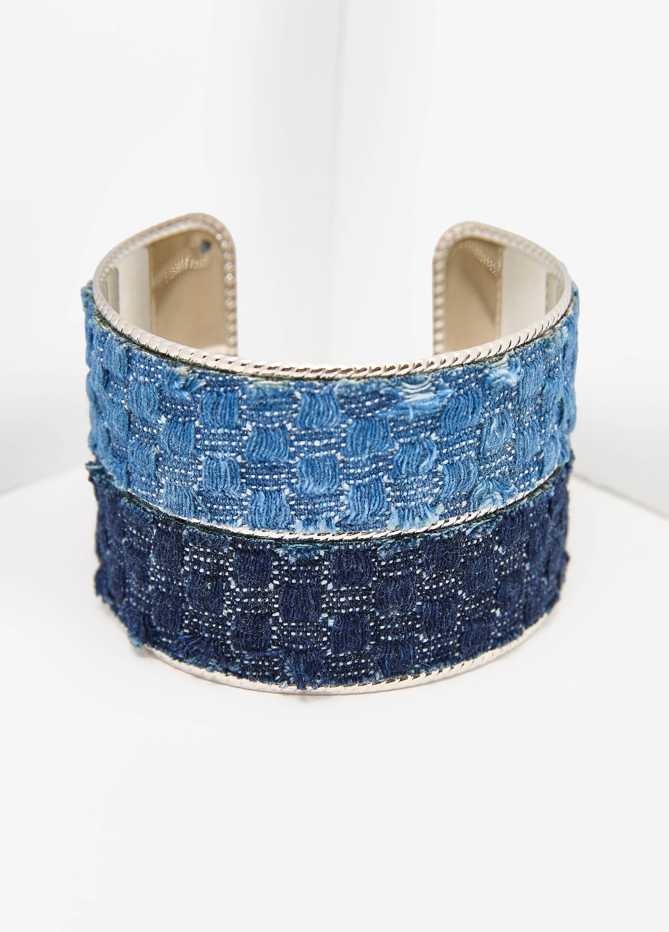 Two Tone Quilted Denim Cuff Denim | Ashley Stewart