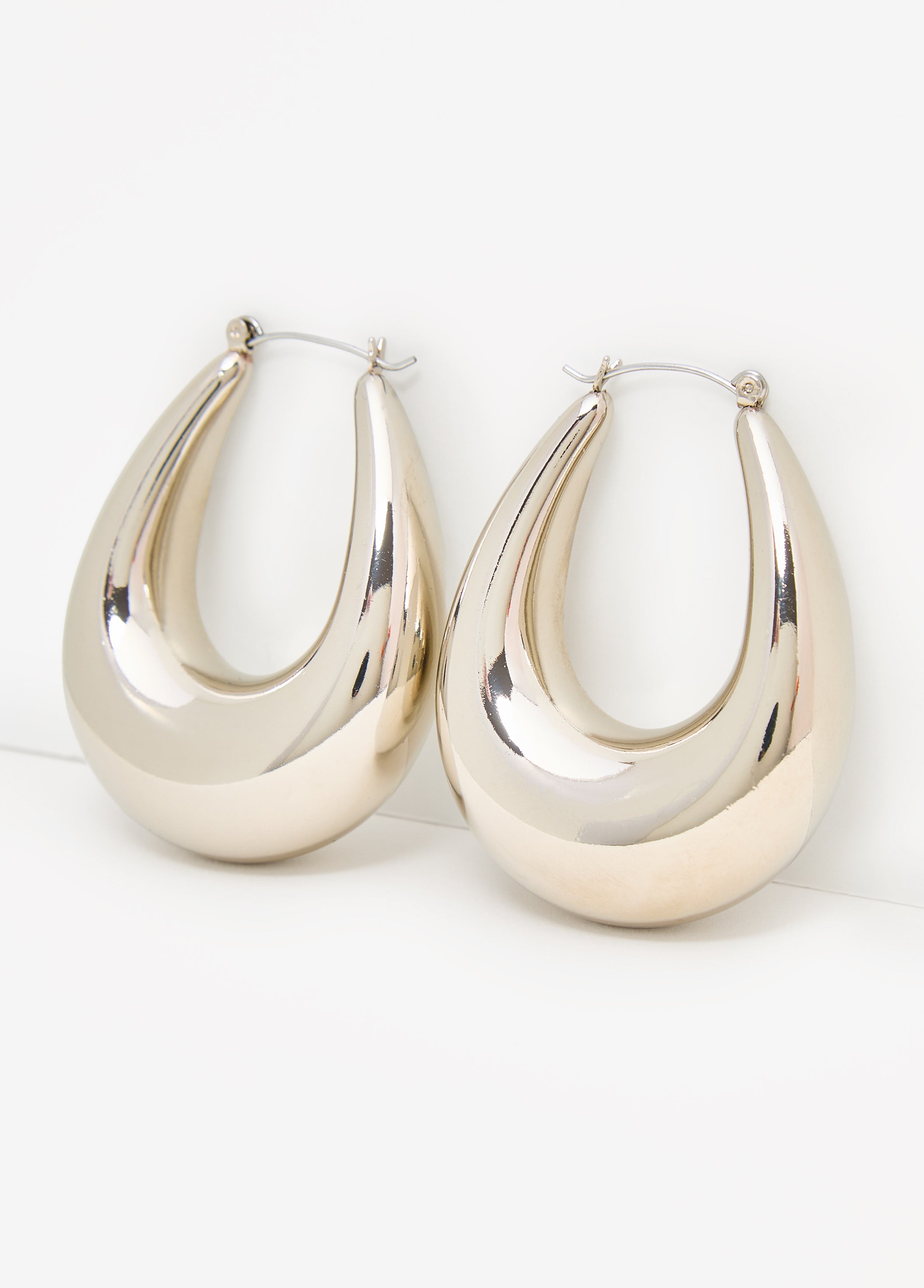 Puff Hoop Earrings Silver | Ashley Stewart