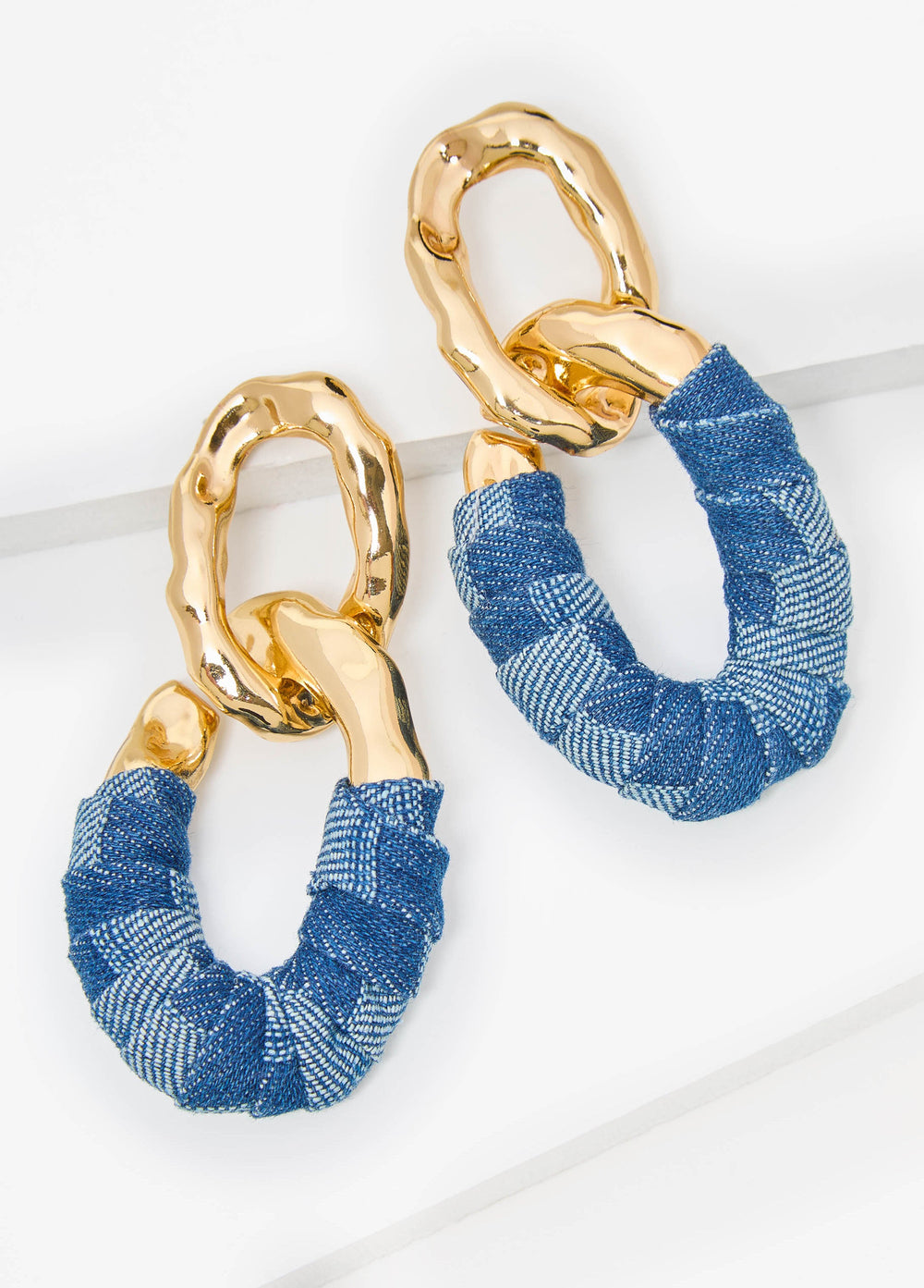 Denim Chain Link Earrings Denim | Ashley Stewart