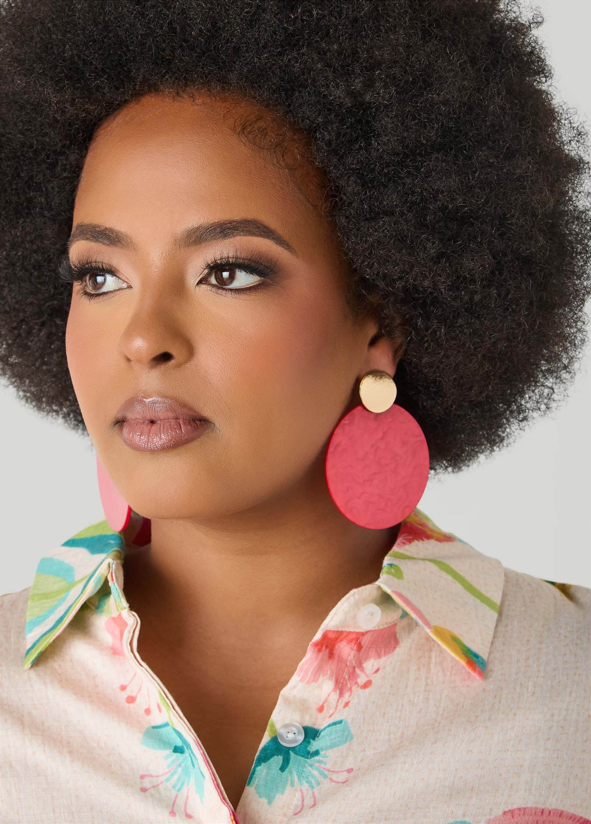 Marbled Disk Earrings Calypso Coral | Ashley Stewart