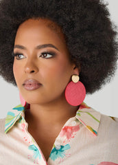 Marbled Disk Earrings Calypso Coral | Ashley Stewart