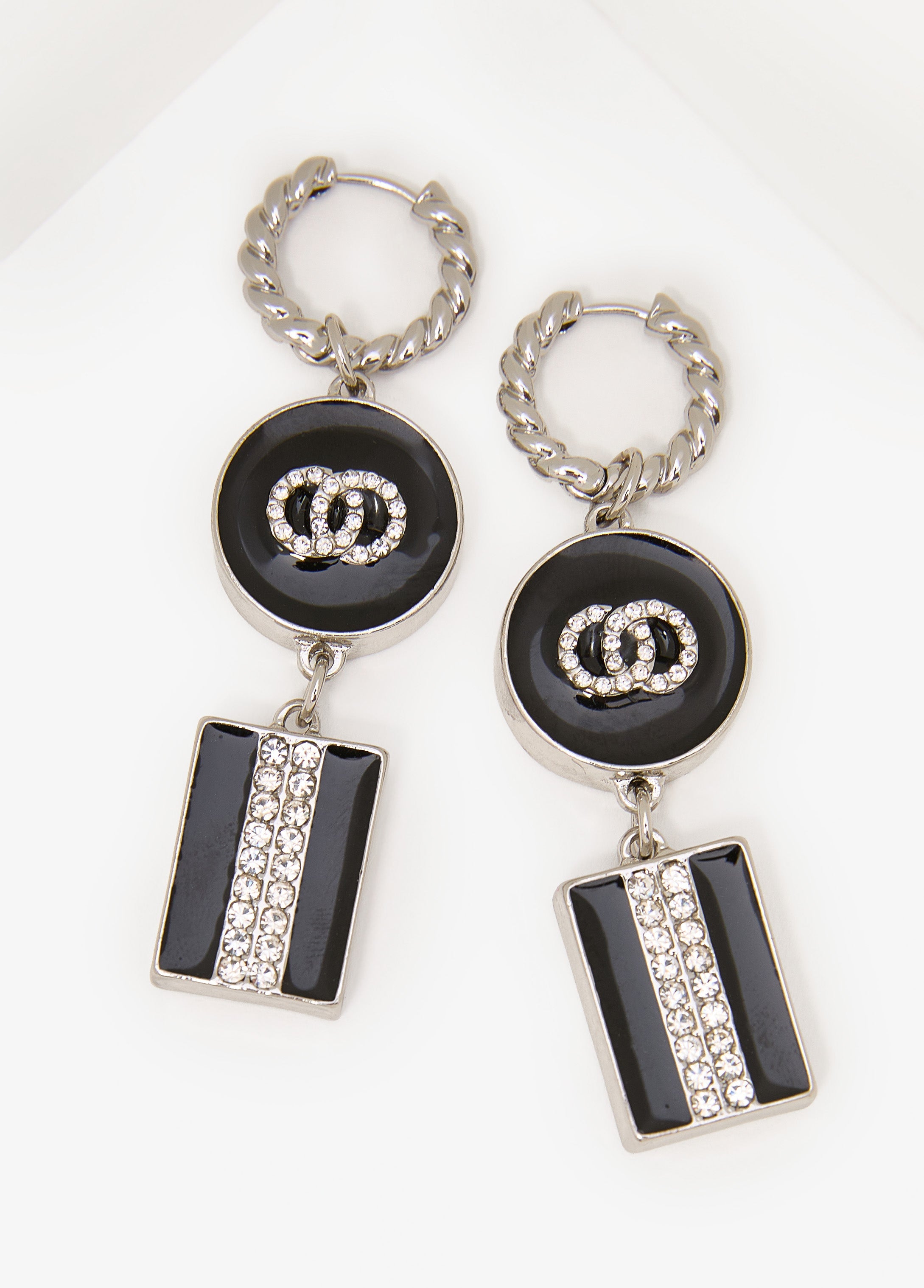 Embellished Rings Drop Earrings Black | Ashley Stewart