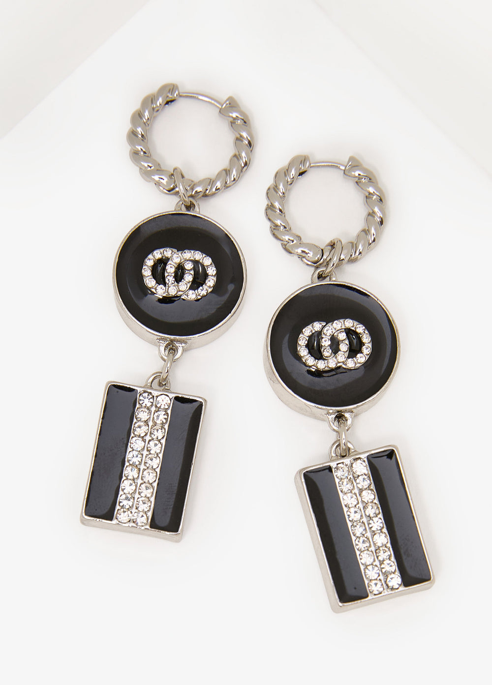 Embellished Rings Drop Earrings Black | Ashley Stewart