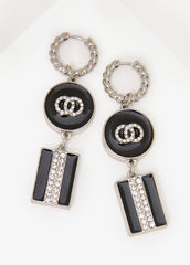 Embellished Rings Drop Earrings Black | Ashley Stewart