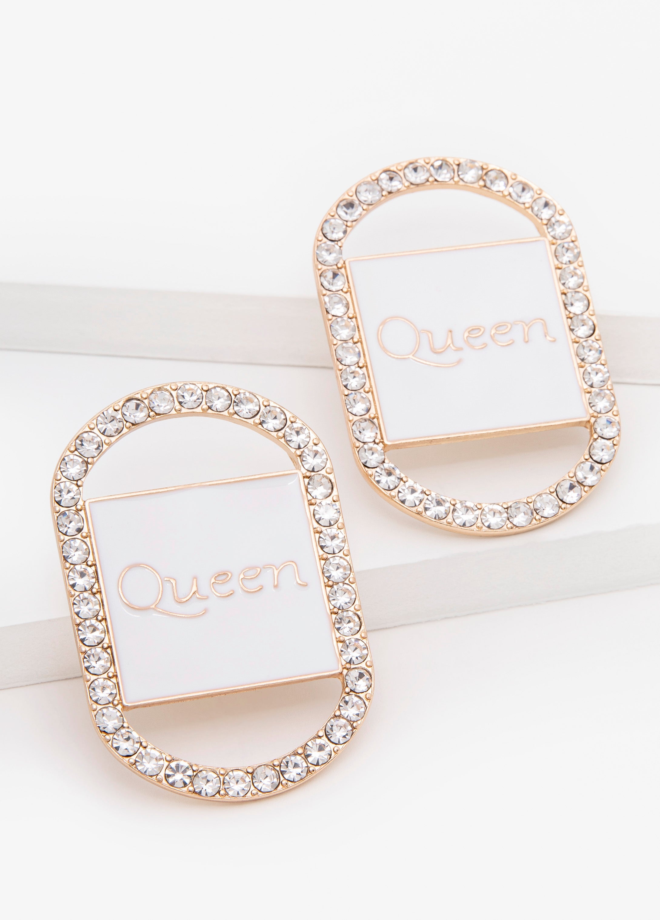 Queen Crystal Earrings White | Ashley Stewart