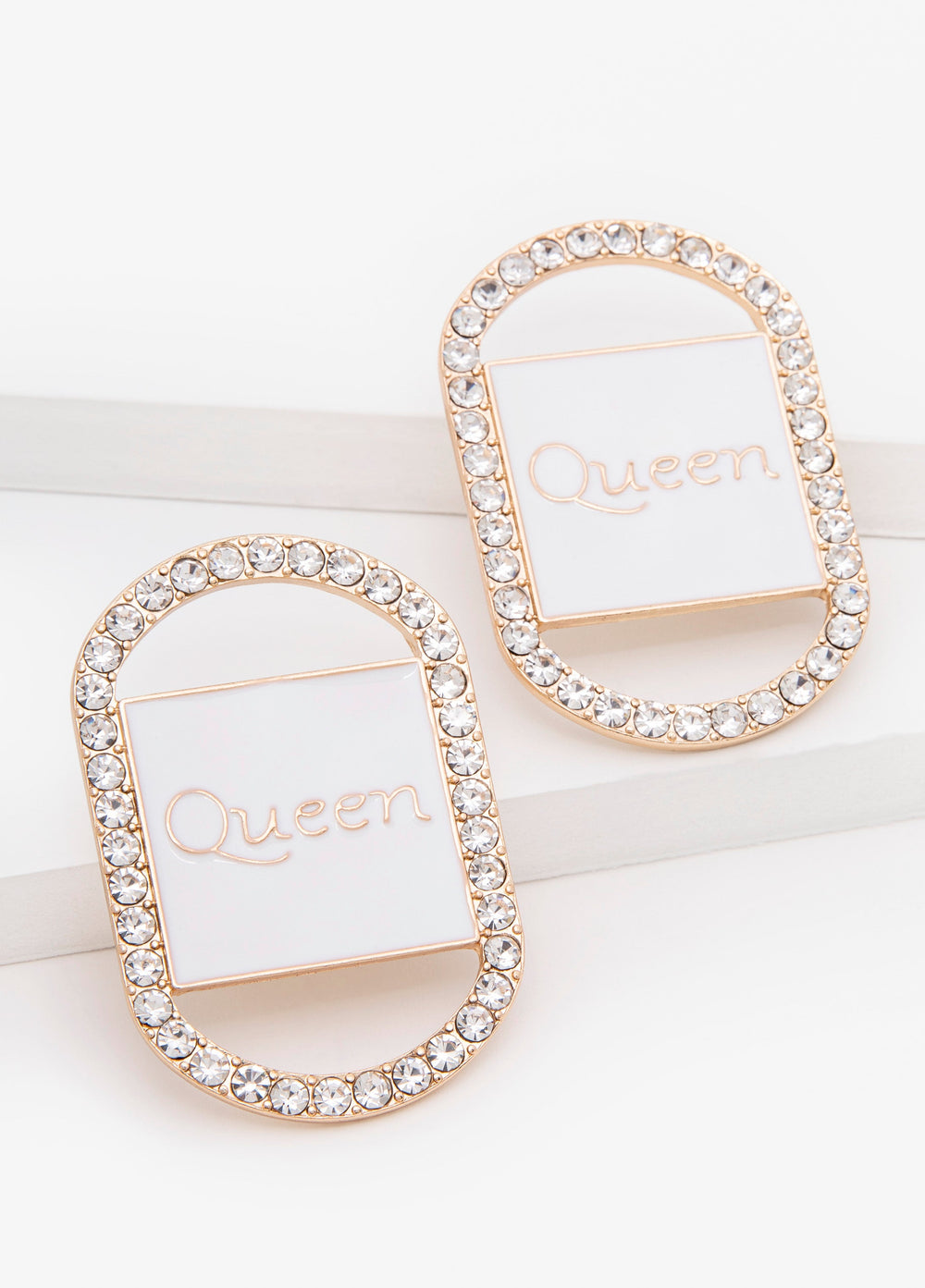 Queen Crystal Earrings White | Ashley Stewart