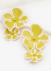 Painted Flower Dangle Earrings Canary Yellow | Ashley Stewart