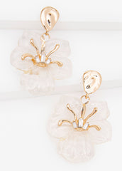 Flower Drop Earrings Clear | Ashley Stewart