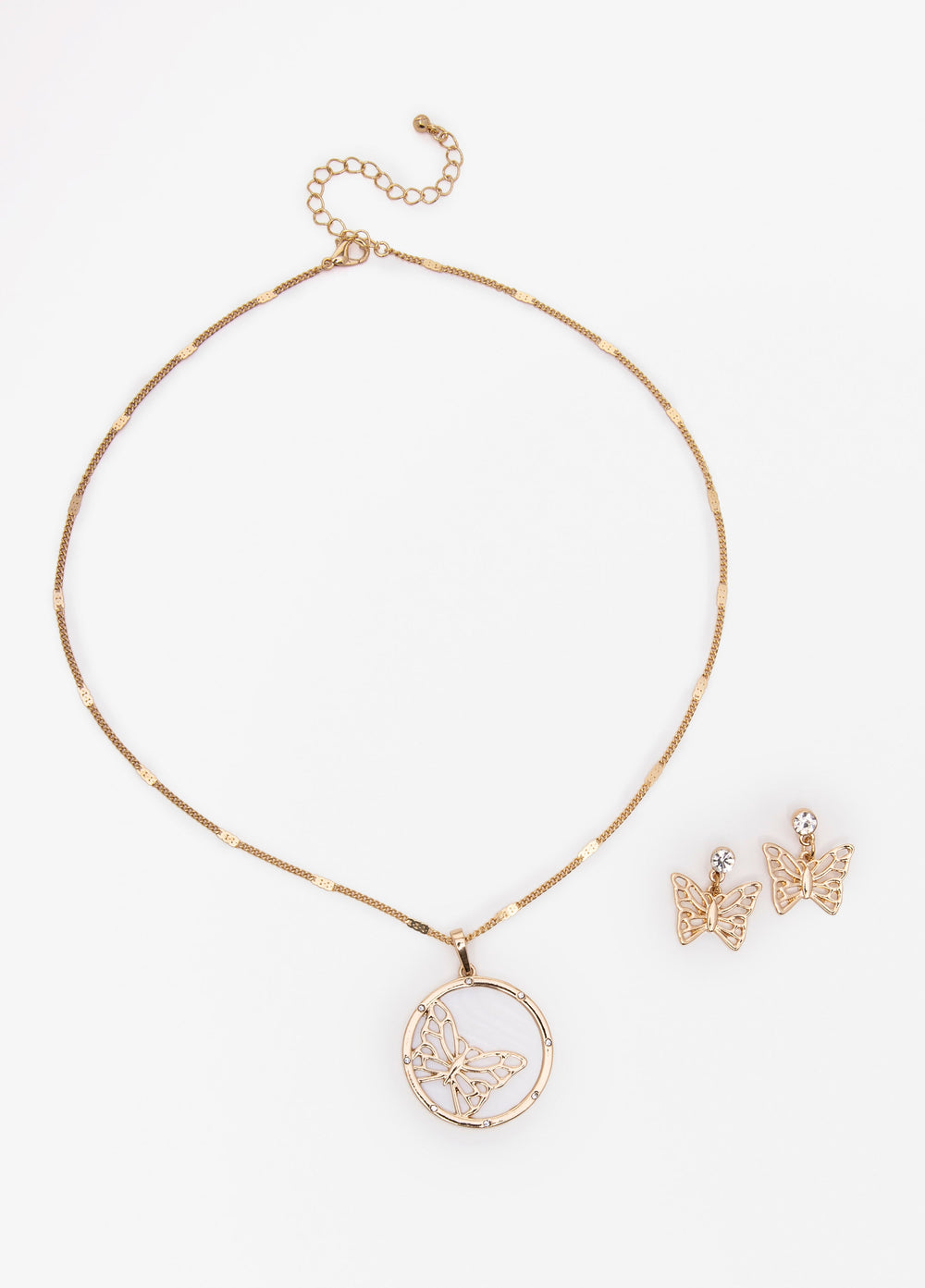 Butterfly Necklace And Earrings Set White | Ashley Stewart