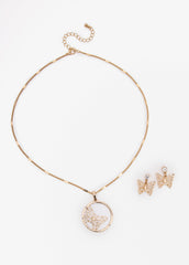 Butterfly Necklace And Earrings Set White | Ashley Stewart