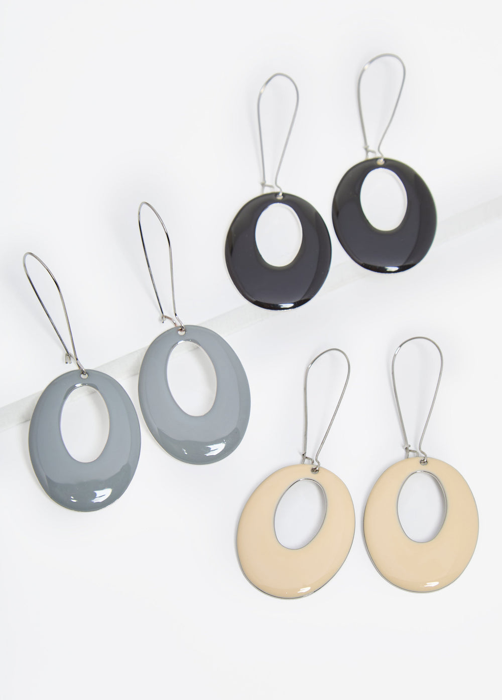 Set Of 3 Silver Tone Wire Earrings Multi | Ashley Stewart
