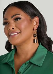 Drop Crystal Rings Earrings Black | Ashley Stewart