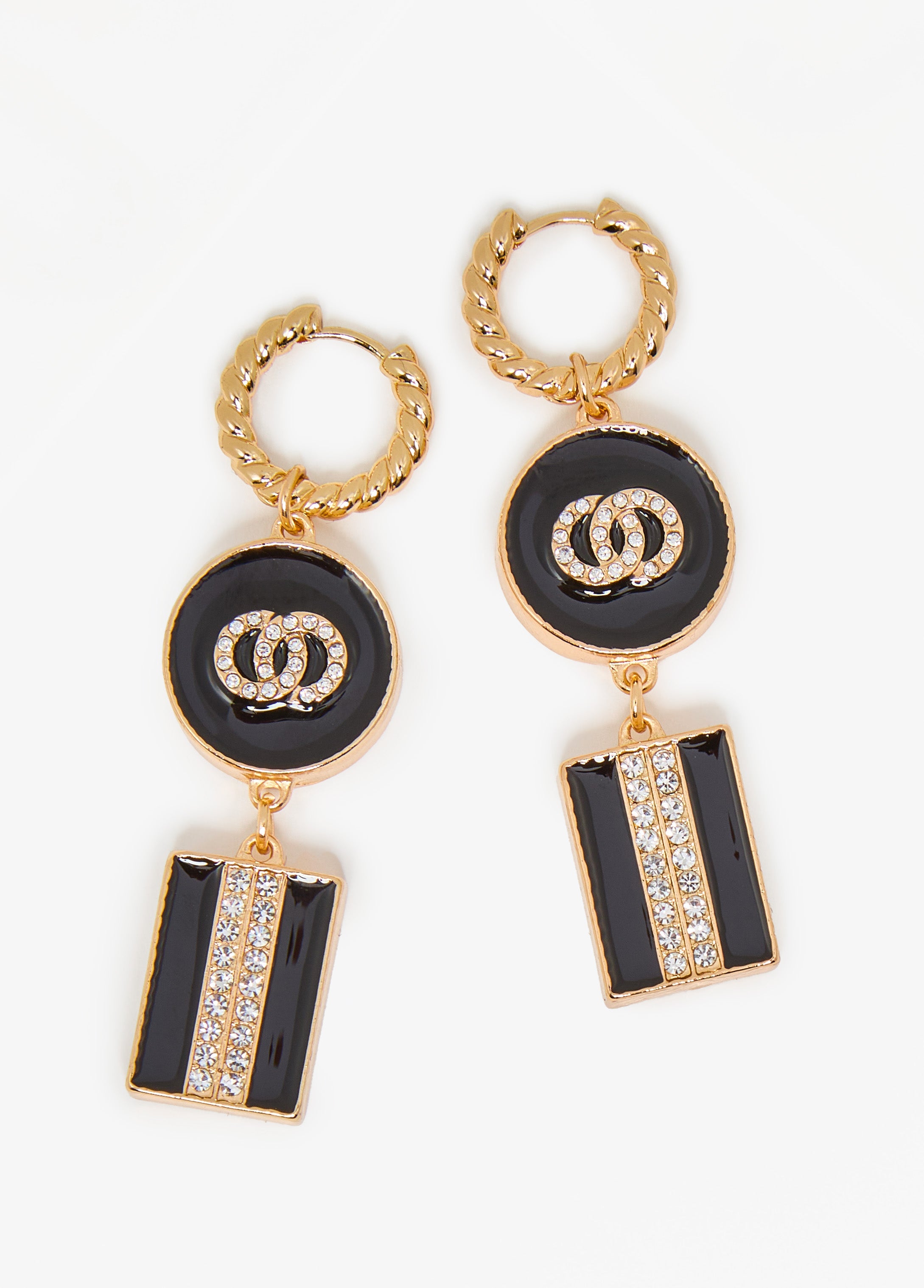 Drop Crystal Rings Earrings Black | Ashley Stewart