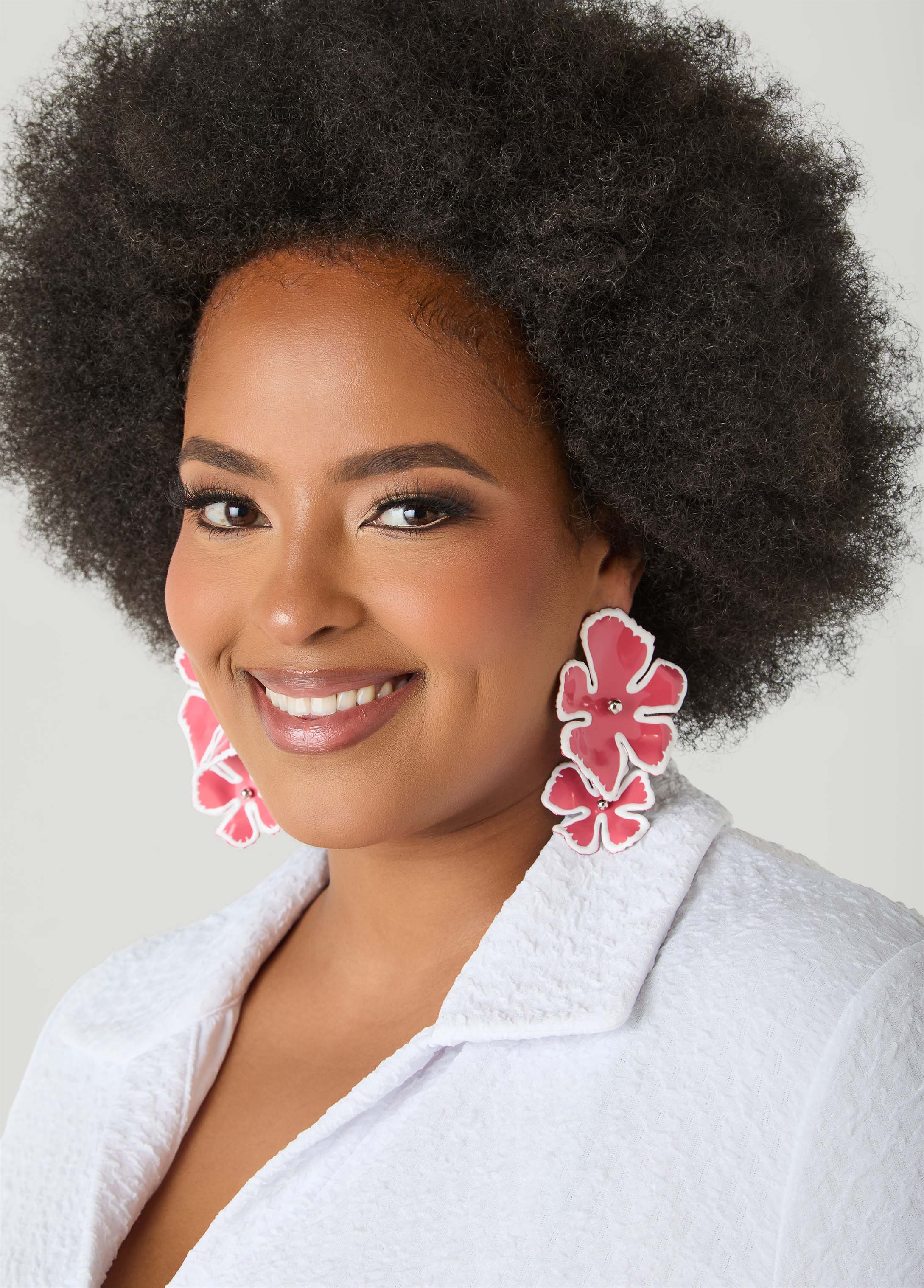 Dangle Flowers Earrings Calypso Coral | Ashley Stewart