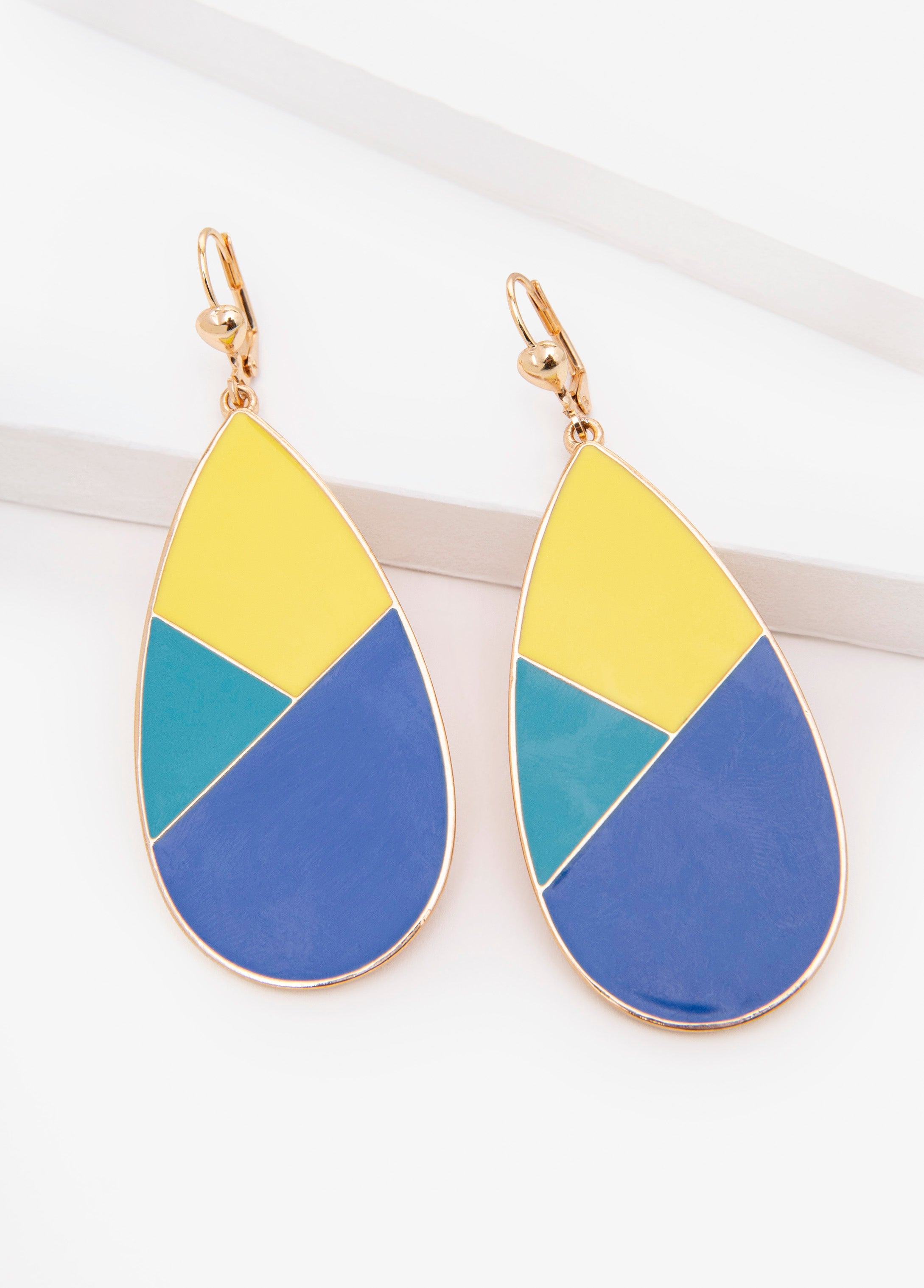 Colorblock Teardrop Earrings Multi | Ashley Stewart