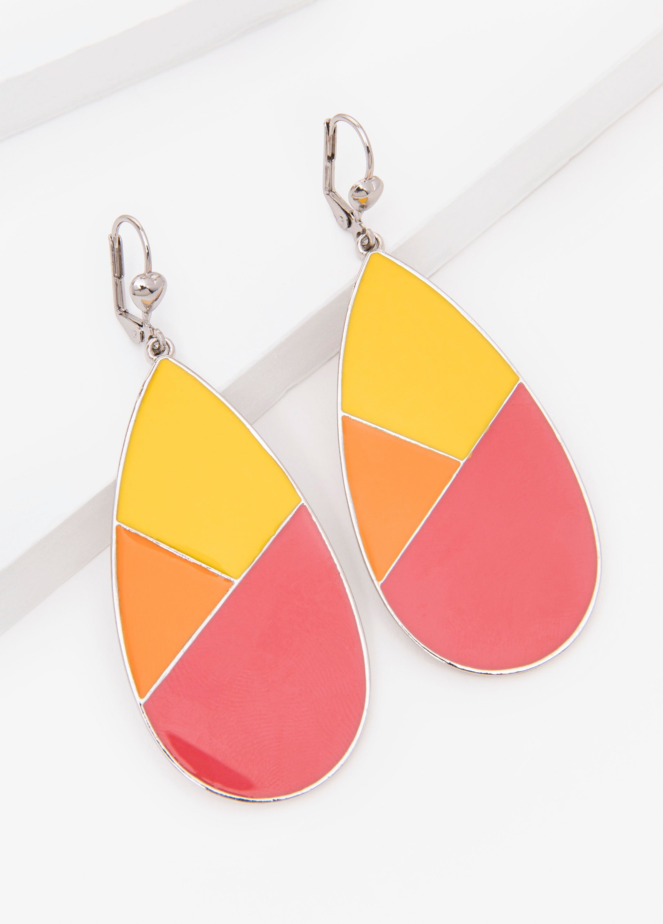 Colorblocked Teardrop Earrings Multi | Ashley Stewart