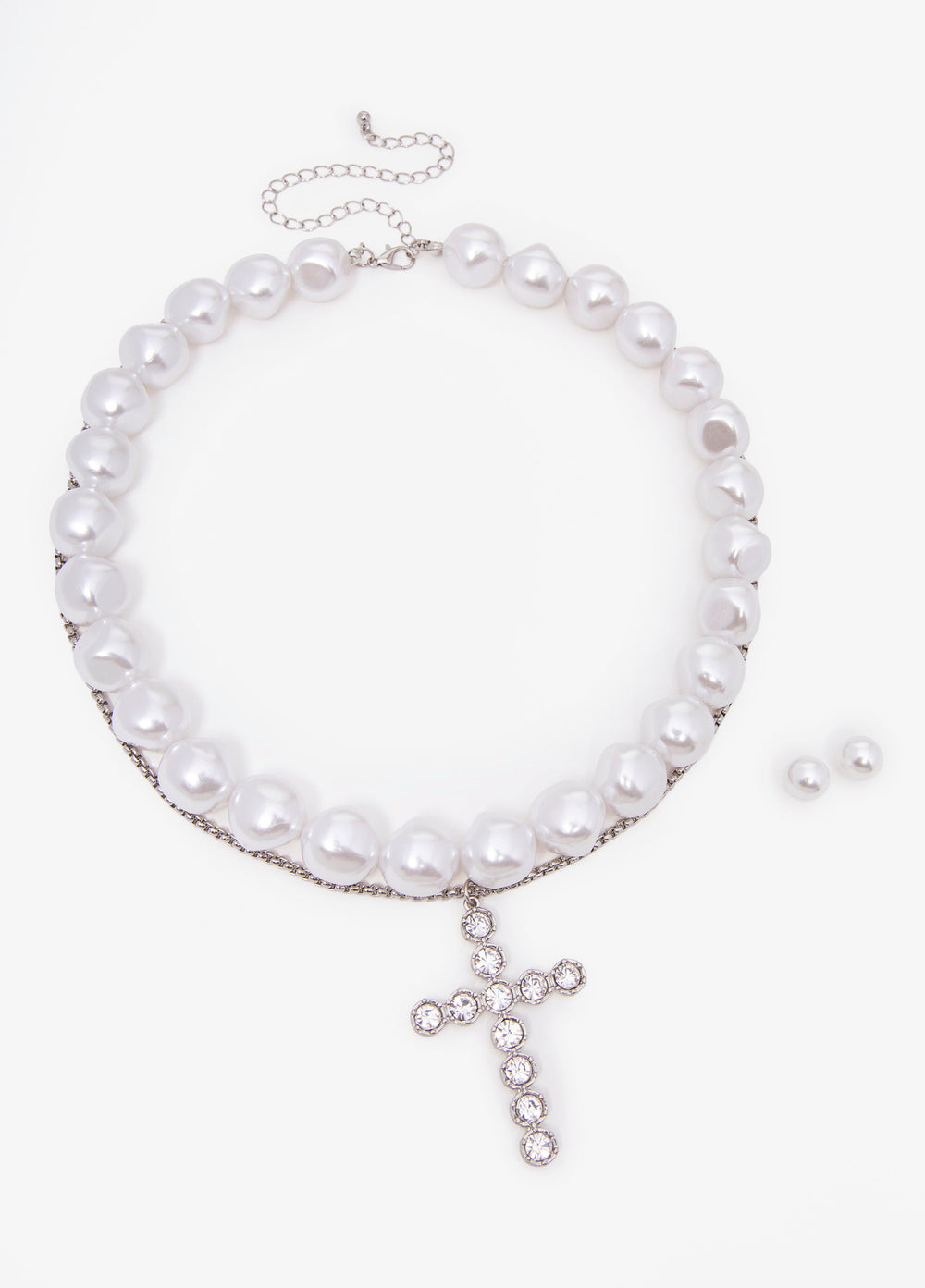 Cross Layered Necklace Set Silver | Ashley Stewart