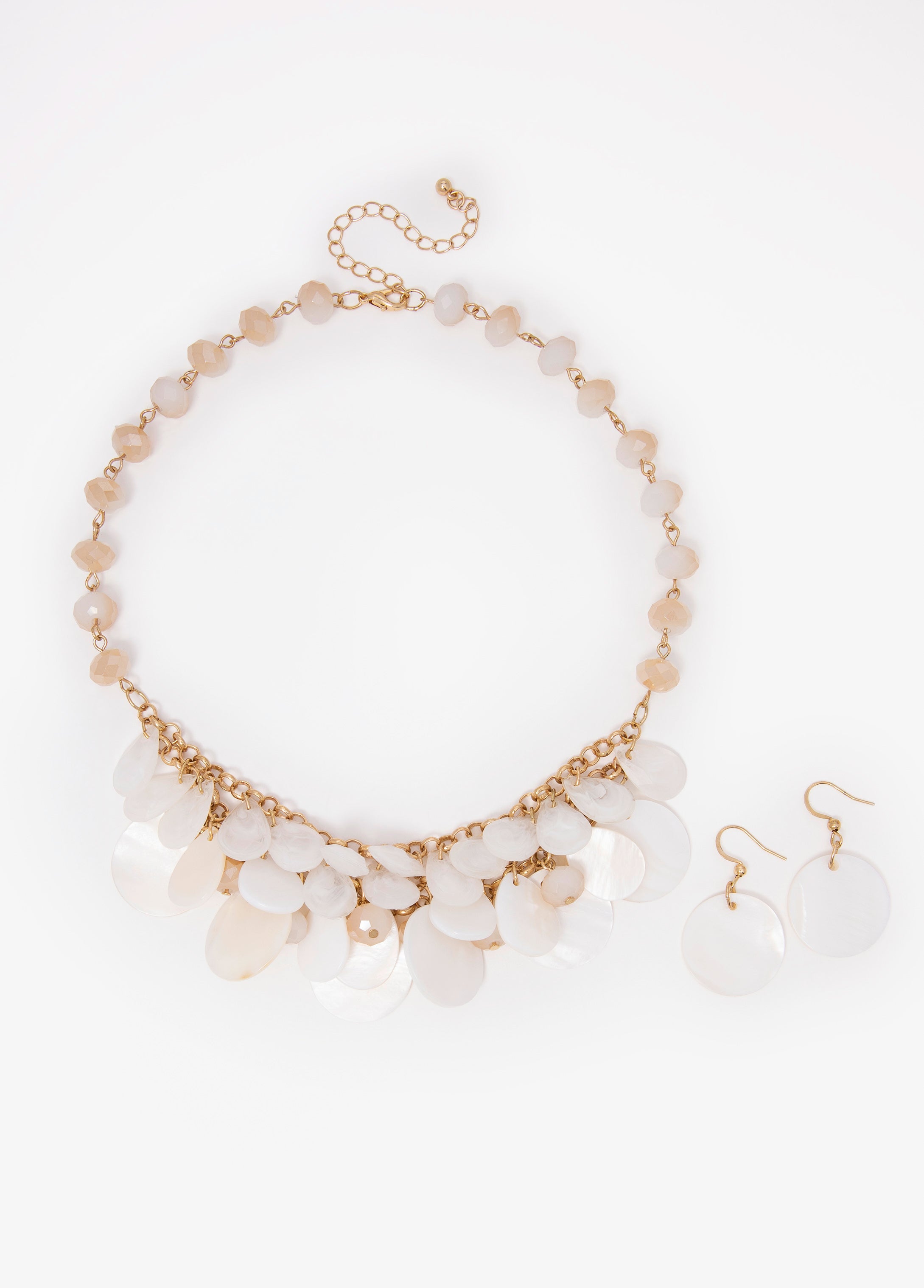 Faux Mother Of Pearl Necklace Set White | Ashley Stewart