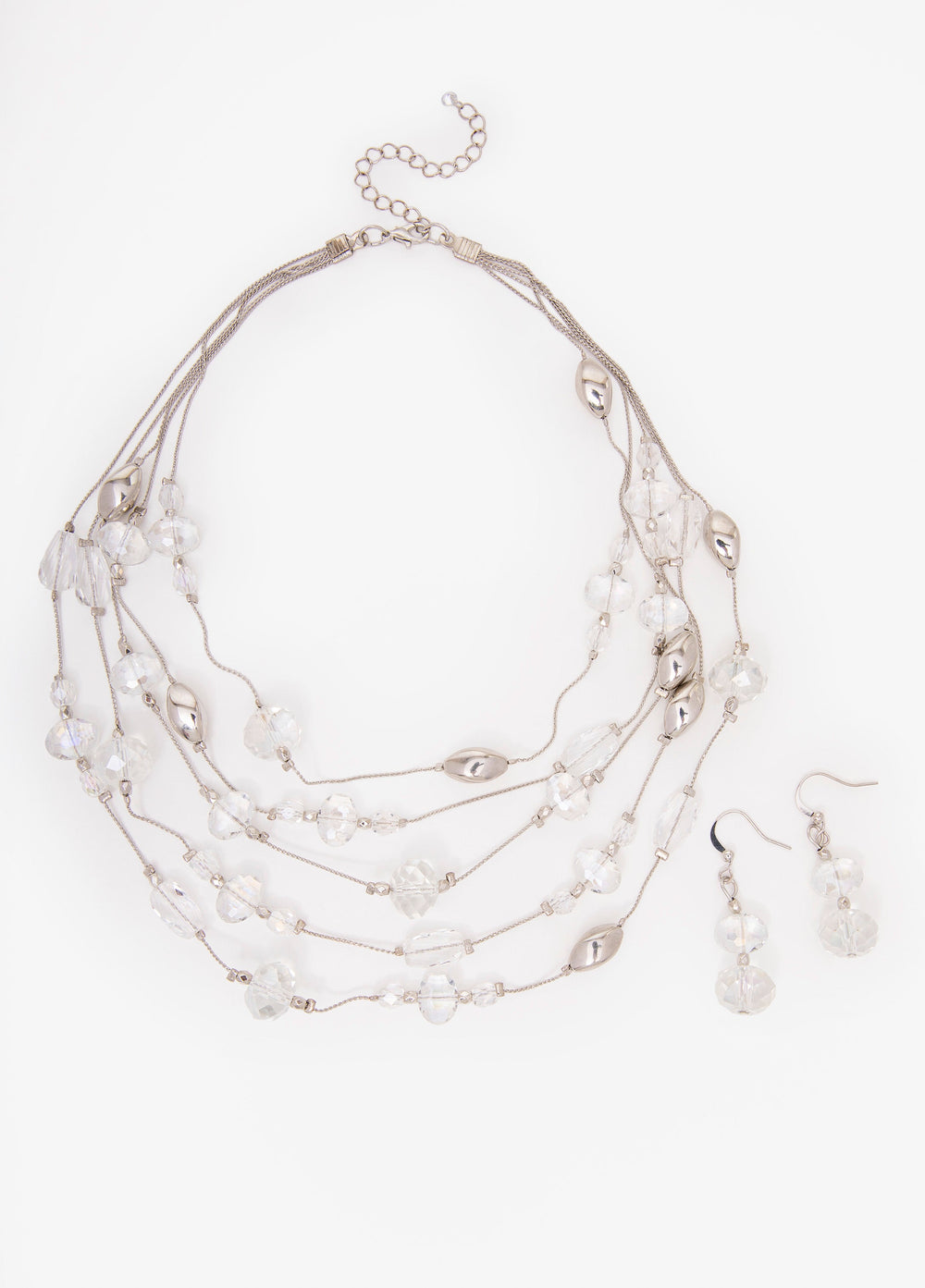 Silver Tone Bead Necklace Set Silver | Ashley Stewart