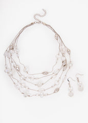Silver Tone Bead Necklace Set Silver | Ashley Stewart