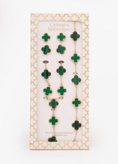 4 Piece Clover Necklace Set Bud Green | Ashley Stewart