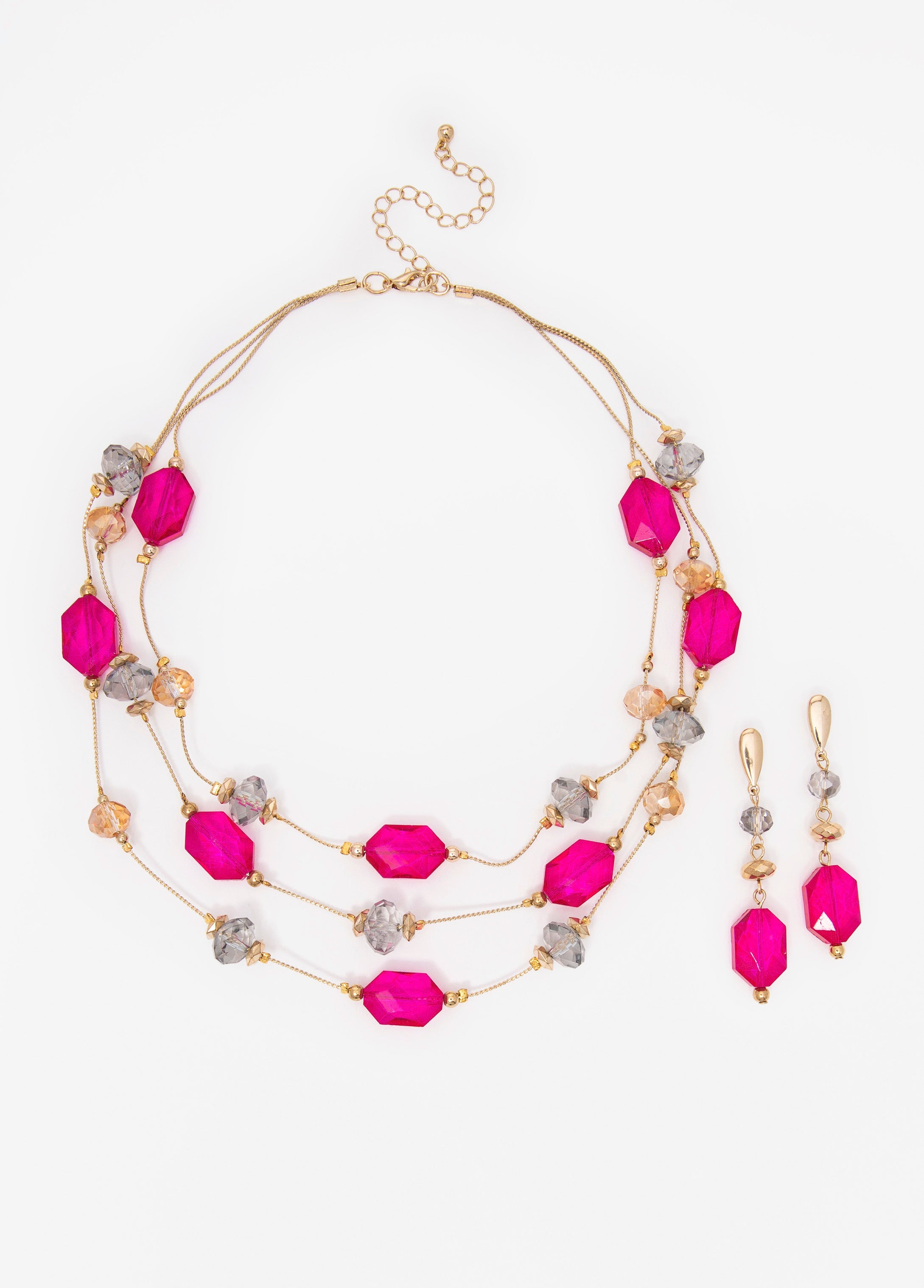 Layered Beaded Necklace Set Calypso Coral | Ashley Stewart