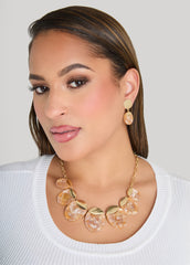Marbled Stone Necklace Set Gold | Ashley Stewart