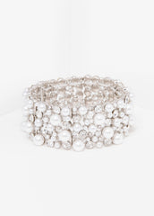 Faux Pearl And Crystal Bracelet Silver | Ashley Stewart