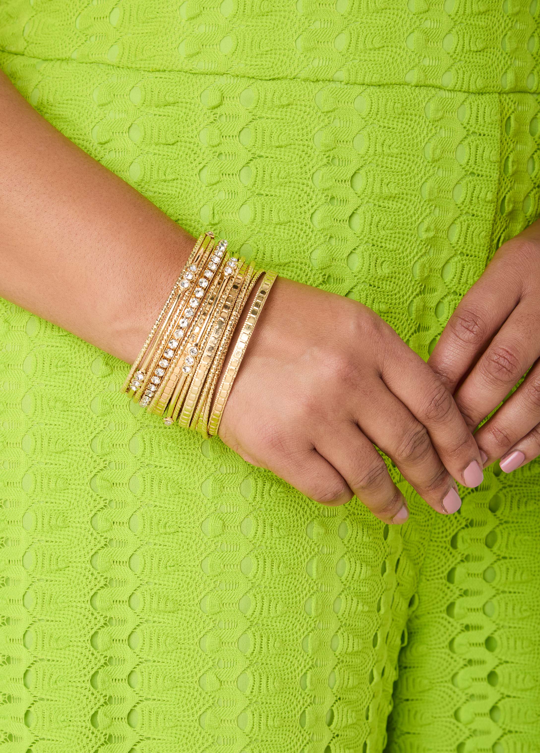 Set Of 13 Gold Tone Bangles Gold | Ashley Stewart