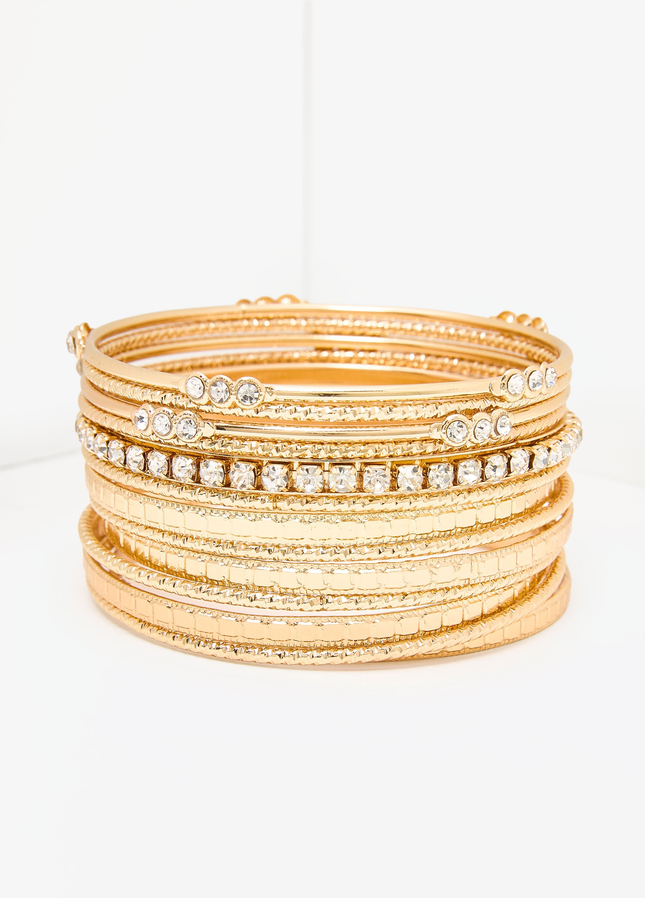 Set Of 13 Gold Tone Bangles Gold | Ashley Stewart
