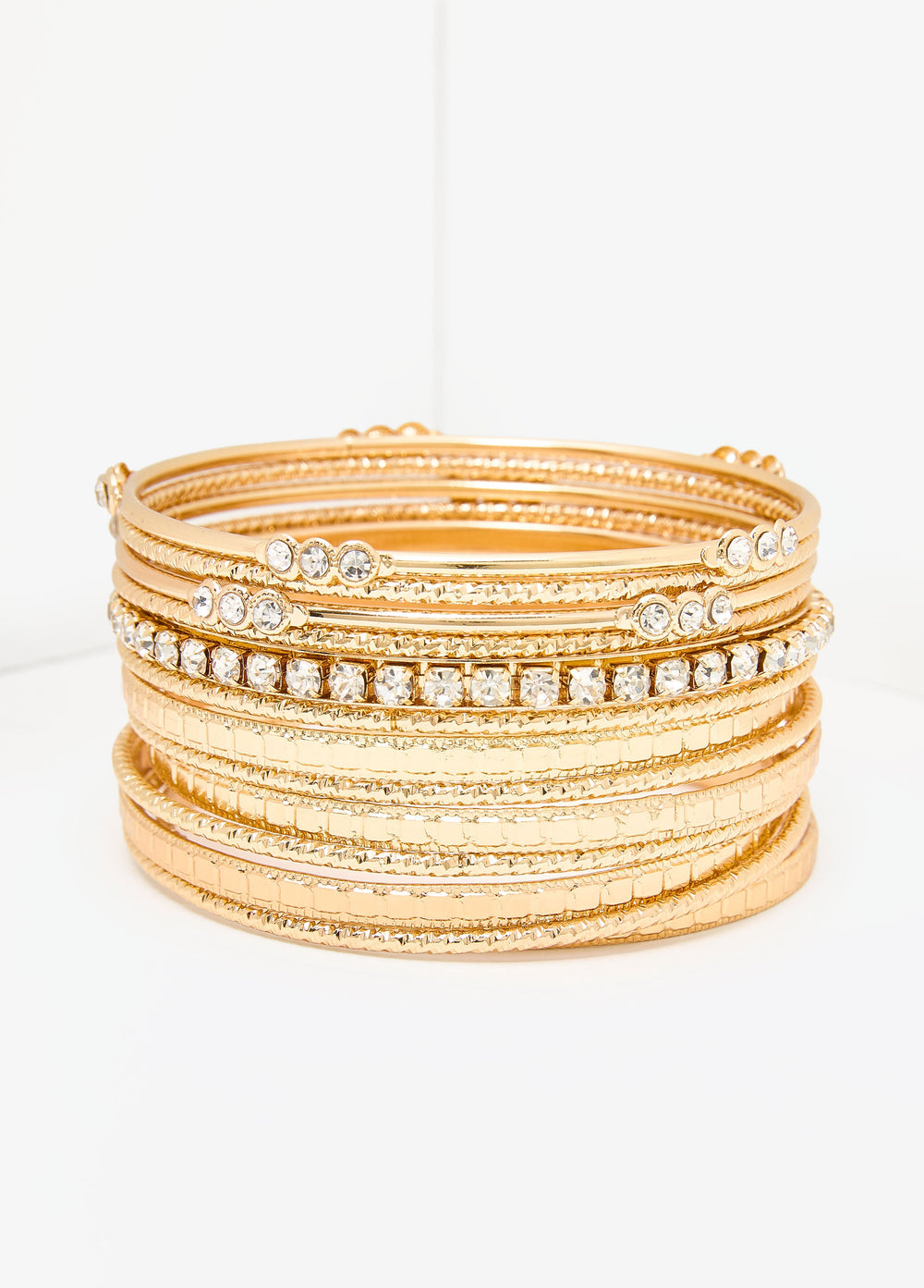 Set Of 13 Gold Tone Bangles Gold | Ashley Stewart