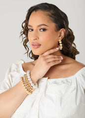 Gold Bracelet And Earrings Set Gold | Ashley Stewart