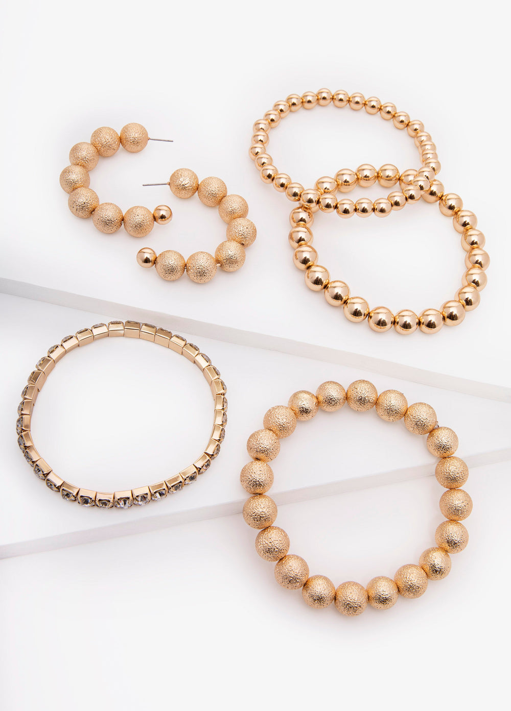 Gold Bracelet And Earrings Set Gold | Ashley Stewart