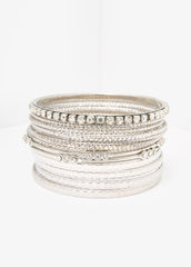 Set Of 13 Silver Tone Bangles Silver | Ashley Stewart