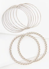 Set Of 10 Silver Tone Bangles Silver | Ashley Stewart